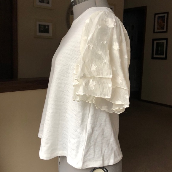 Anthropologie Eri + Ali Floral Flutter Sleeve Top - Picture 4 of 7